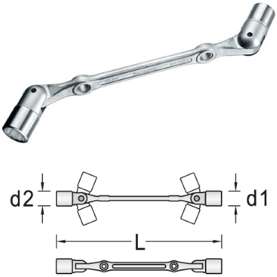 Gedore 34 14x15 Swivel head wrench double ended 14x15 mm