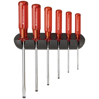 PB Swiss Tools 240 Classic schroevendraaierset in wandhouder, zaagsnede maat 1 t/m 6