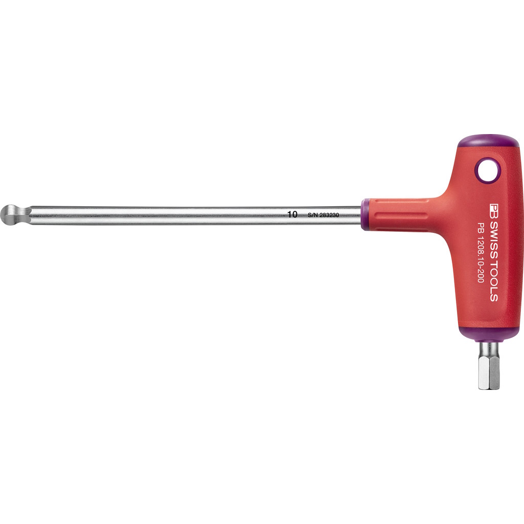 PB Swiss Tools 1208.10-200 Schroevendraaier met T-greep, Inbus met kogelkop, 10 mm