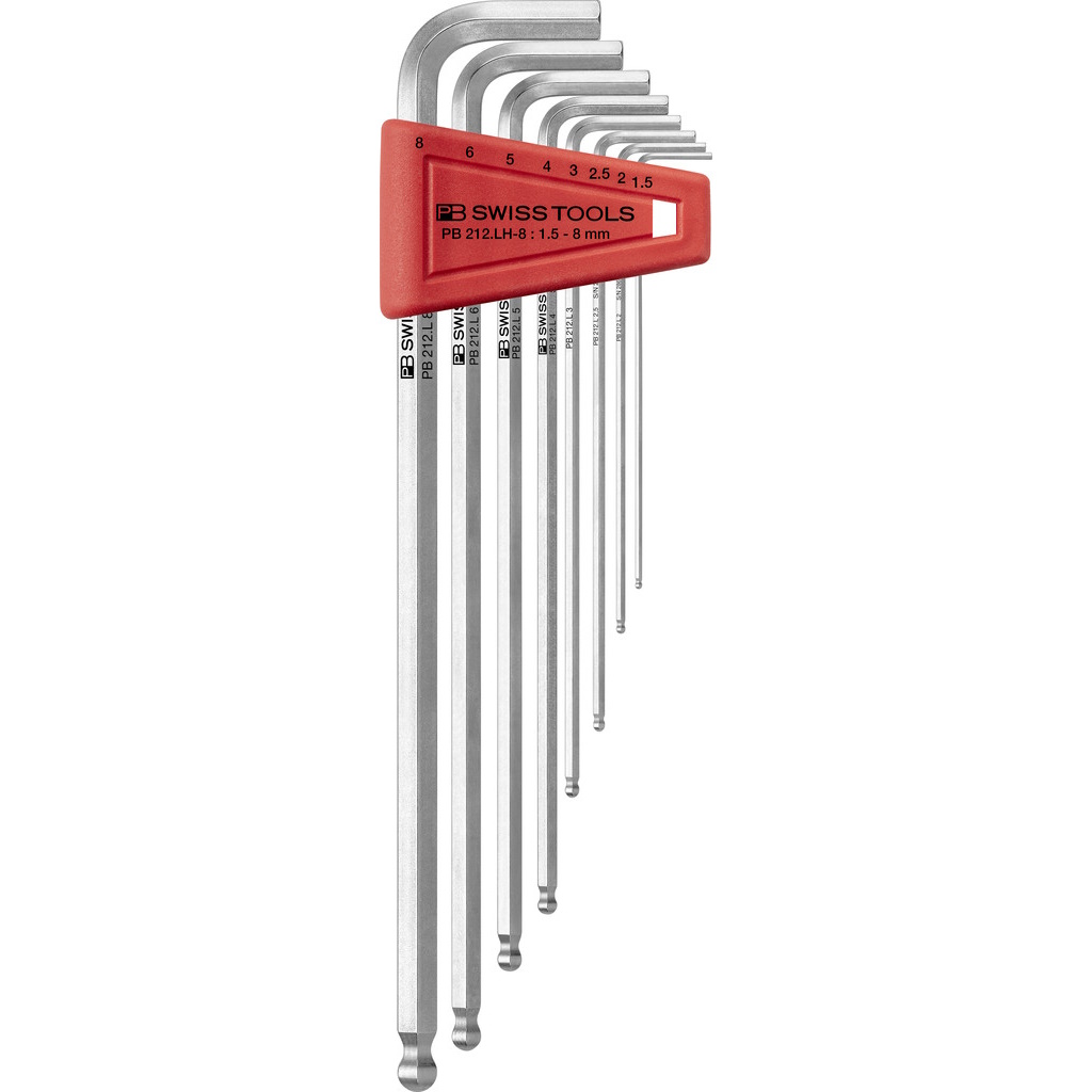 PB Swiss Tools 212.LH-8 Inbussleutelset, lang, met kogelkop, 1,5 tot  8 mm