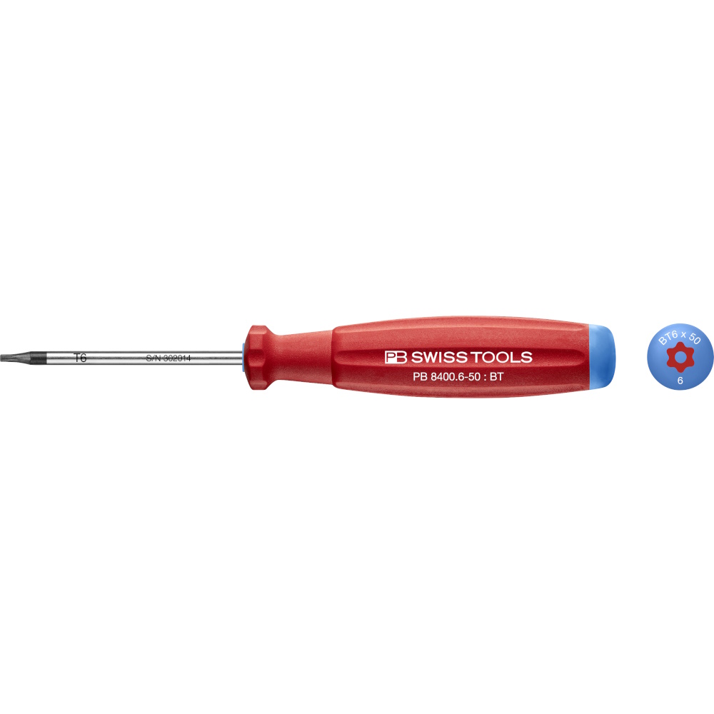 PB Swiss Tools 8400.B 6-50 SwissGrip schroevendraaier, Torx met gat, maat T6