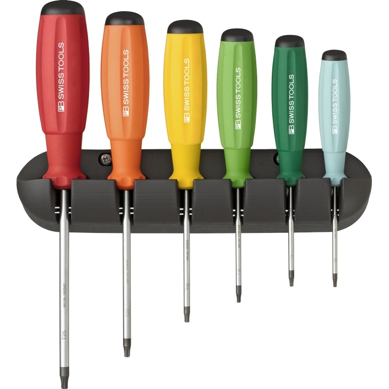 PB Swiss Tools 8440.RB SwissGrip RainBow schroevendraaierset, Torx, in wandhouder